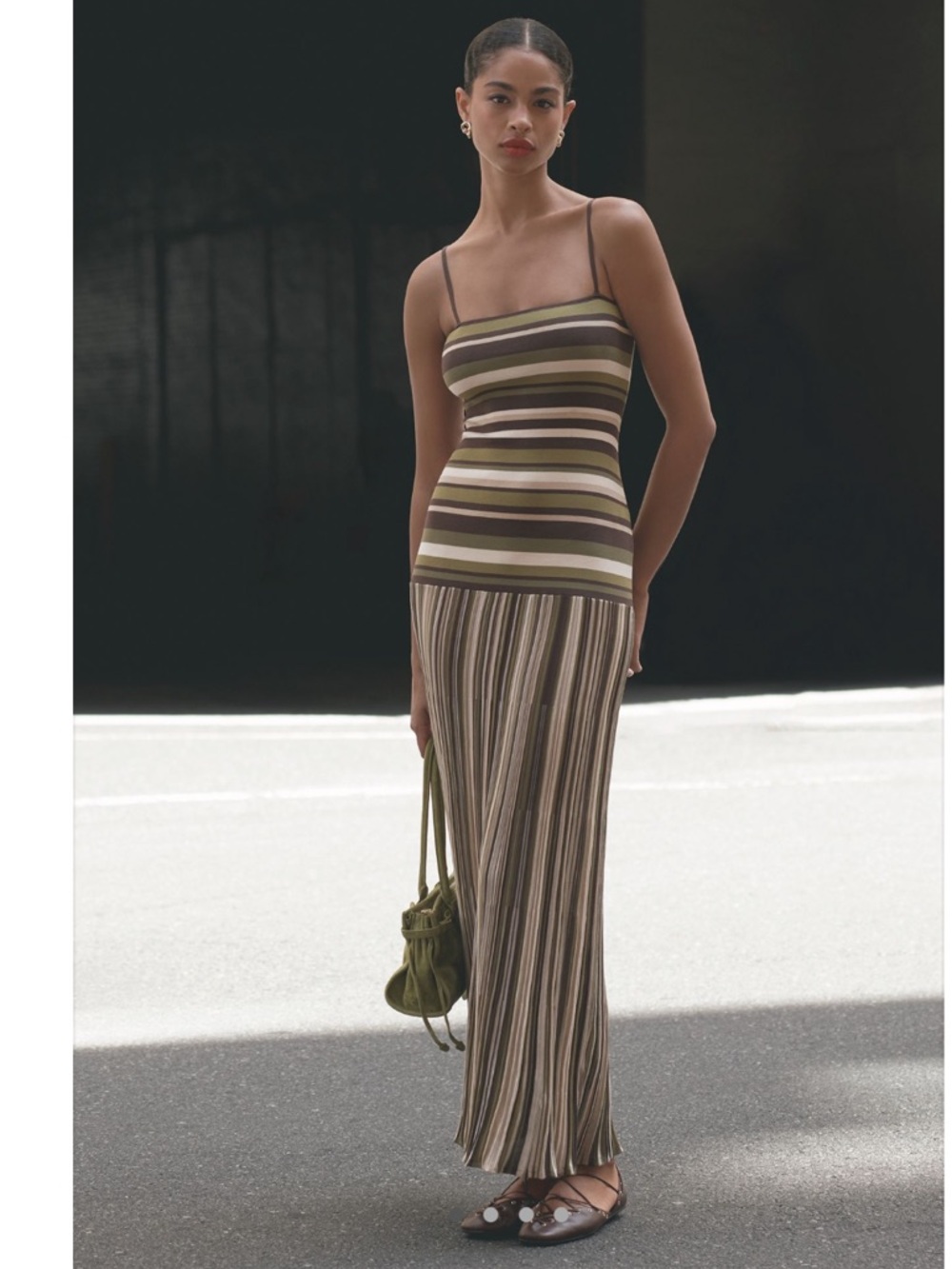 Nwt faithfull Essenia Striped Neutral Maxi Dress with Spaghetti Straps